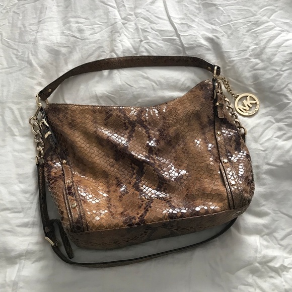 Michael Kors snakeskin hobo bag brown - Picture 2 of 8